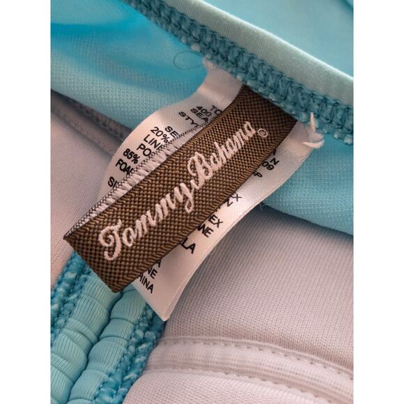 TOMMY BAHAMA PEARL SOLIDS V FRONT HALTER 1 PC SWIMSUIT POOL BLUE SZ 4 NEW! $130 - Picture 8 of 10